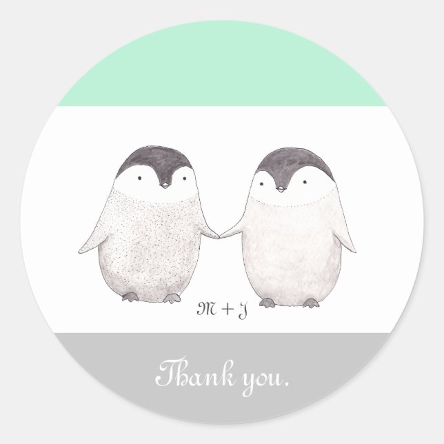 Sticker Mariage de mariage Favor Cute Penguin (Devant)