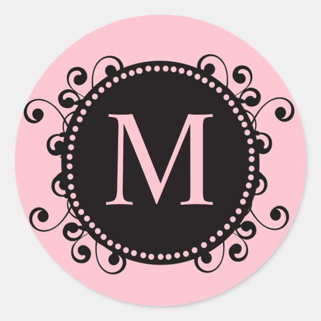 Sticker Mariage de Monogramme Rose (Devant)