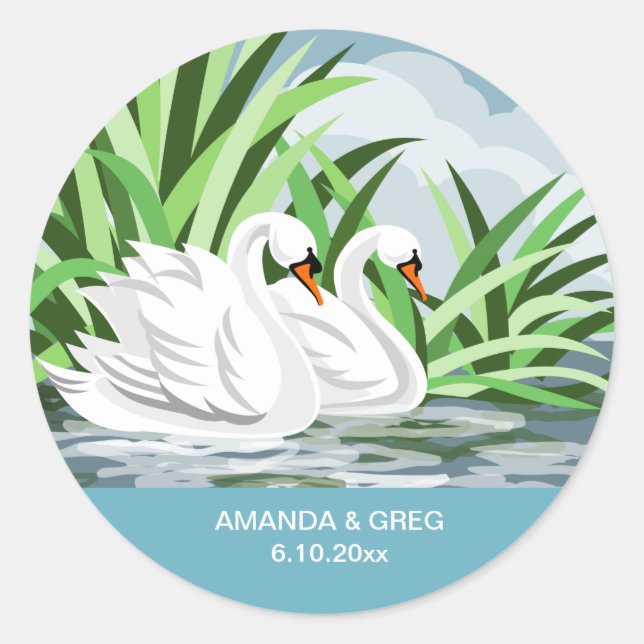 Sticker Mariage de paire de cygne blanc (Devant)