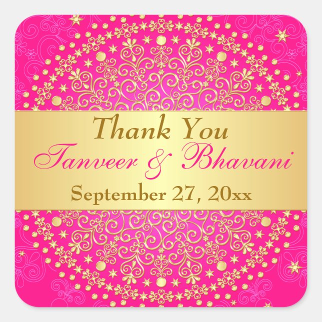 Sticker Mariage de points, Scrolls d'or rose compl (Devant)