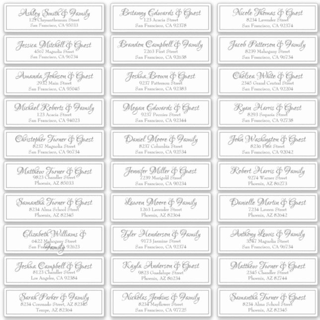 Sticker Mariage de script cursif moderne Adresse (Devant)