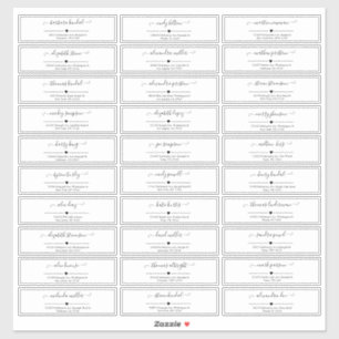 Sticker Mariage de script noir et blanc Adresse du client