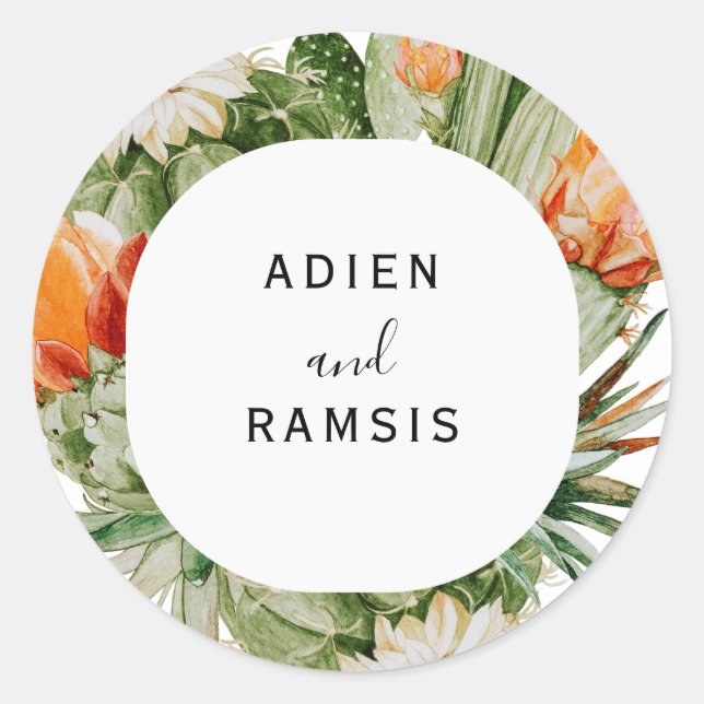 Sticker Mariage du désert de Cactus Floral (Devant)