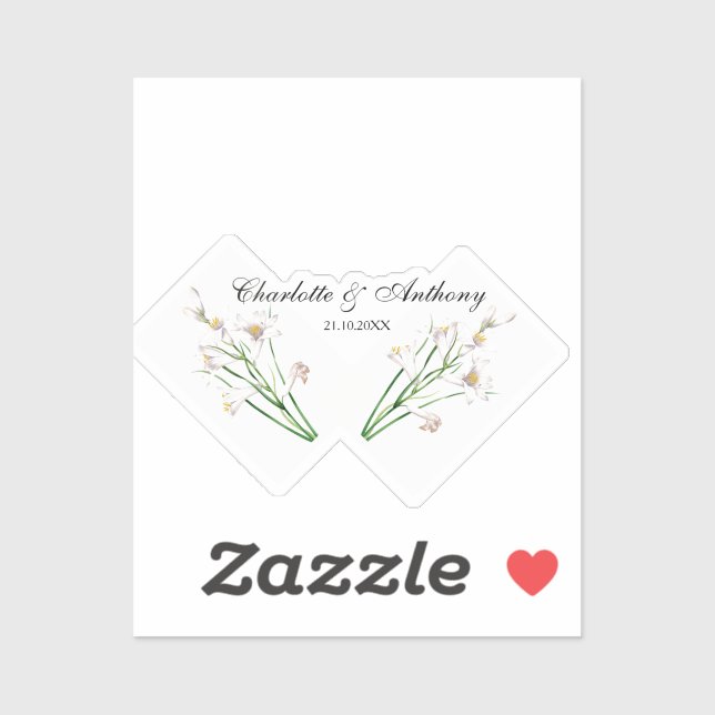 Sticker Mariage Élégant Créatif Floral Blanc Chic (Feuille)