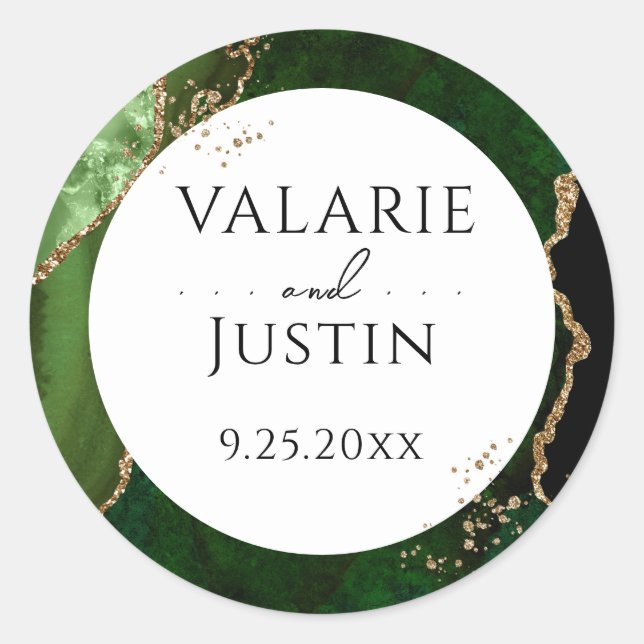 Sticker Mariage Elegant Green Agate Gold Parties s (Devant)
