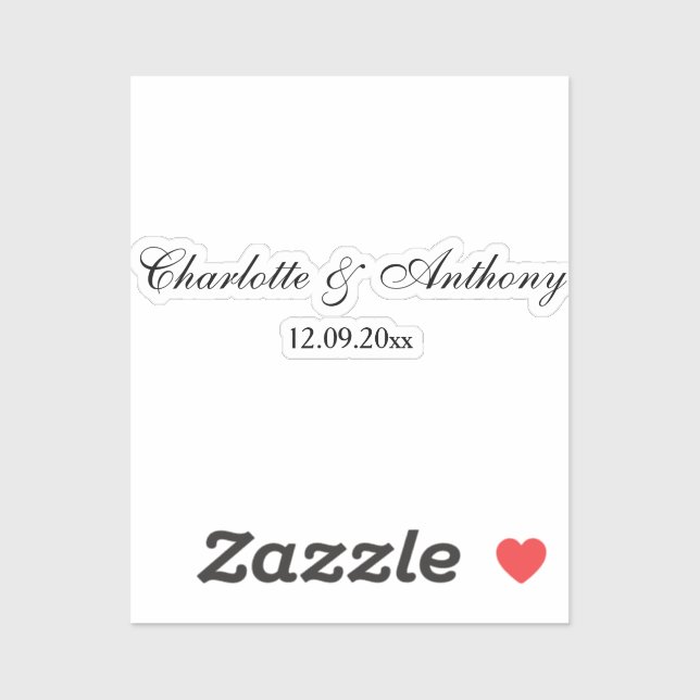 Sticker Mariage Élégant Script Creative Black White (Feuille)