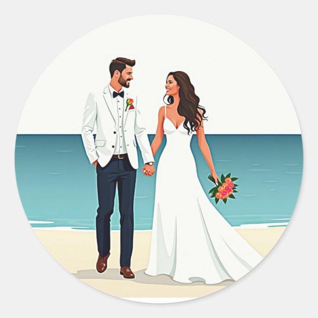 Sticker Mariage en bord de plage (Devant)