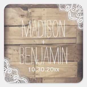 Sticker Mariage en dentelle de bois personnalisé r