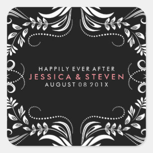 Sticker Mariage en dentelle noire et blanche