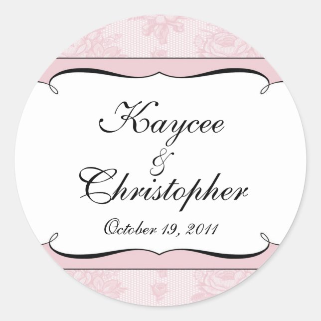 Sticker Mariage en dentelle rose et blanc (Devant)