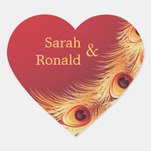 Sticker Mariage en plumes de paon