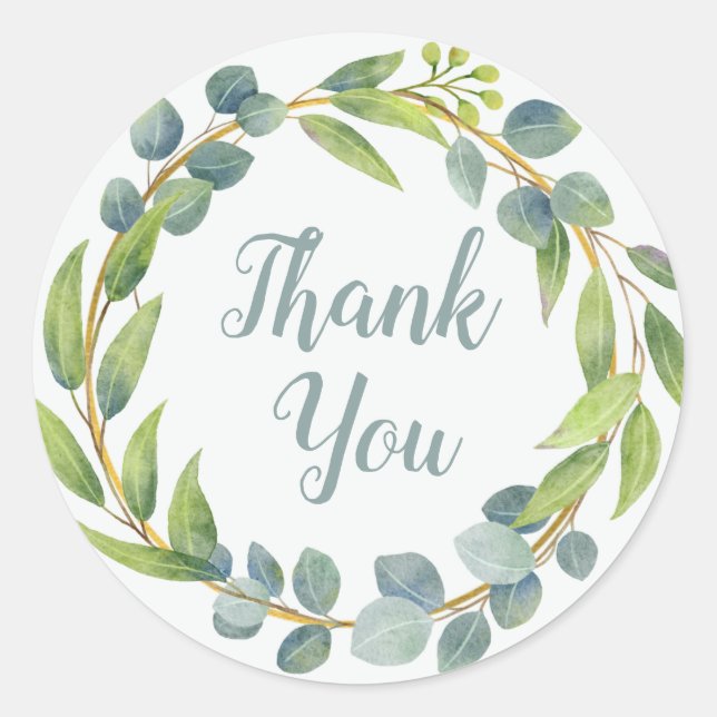 Sticker Mariage Eucalyptus Merci rond (Devant)