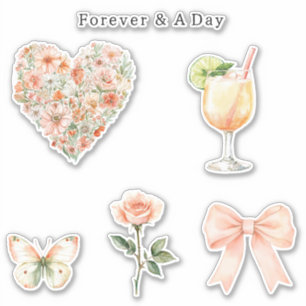 Sticker Mariage Fleur de Pêche Joli Cœur