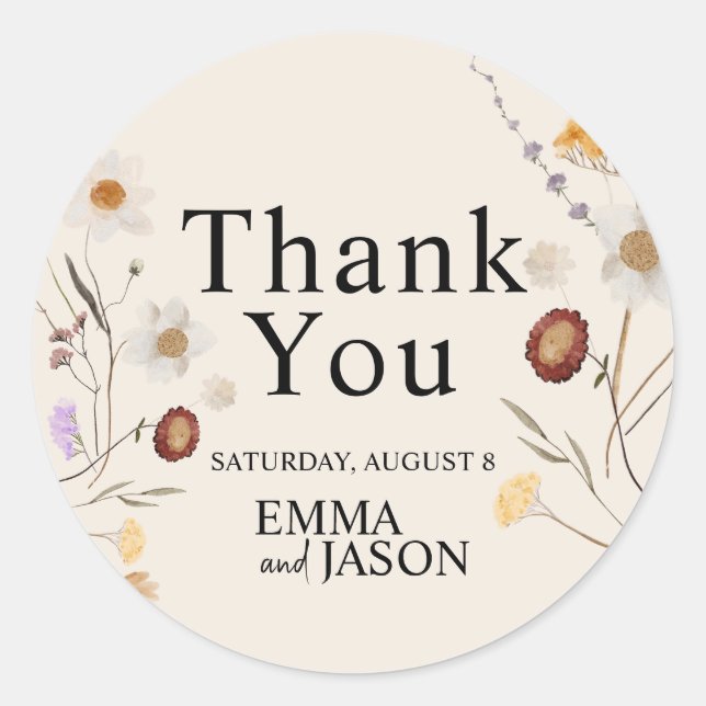 Sticker Mariage Fleur sauvage Boho (Devant)