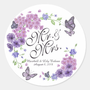 Sticker Mariage Floral Papillons personnalisés