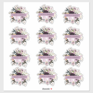 Sticker Mariage floral rose et violet