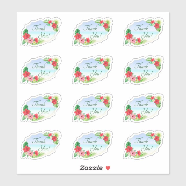 Sticker Mariage floral tropical géométriqueMerci (Feuille)