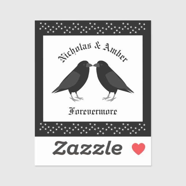Sticker Mariage gothique Baiser Ravens Personnalisé (Feuille)