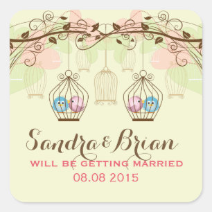 Sticker Mariage Hanging Bird Cages & Fleurs Rétro