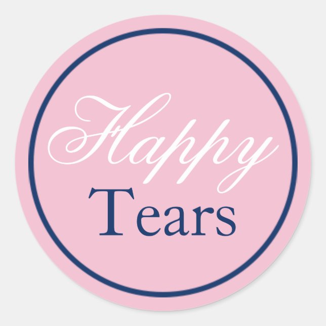 Sticker Mariage "Happy Tears" - Rose et bleu (Devant)