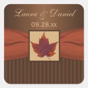 Sticker Mariage IMPRIMÉ RIBBON Autumn Leaf 1,5"