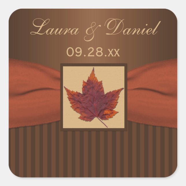 Sticker Mariage IMPRIMÉ RIBBON Autumn Leaf 1,5" (Devant)