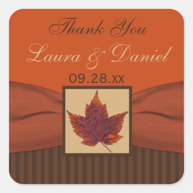 Sticker Mariage IMPRIMÉ RIBBON Autumn Leaf 1,5" (Devant)