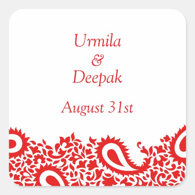 Sticker Mariage indien élégant de Paisleys (Devant)