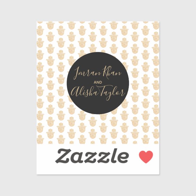Sticker Mariage indien Gold hamsa Henna Faire-part (Feuille)