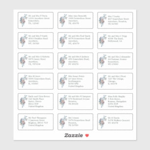 Sticker Mariage individuel Nom de l'invité Adresse Blue Fl