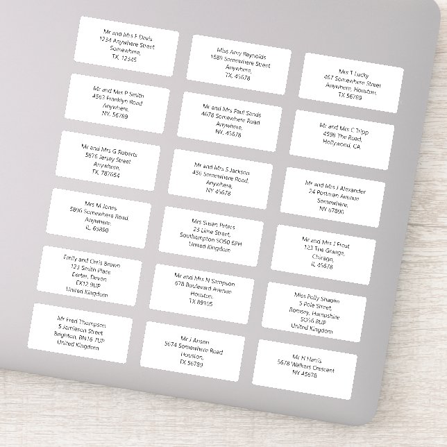 Sticker Mariage individuel Nom du client Adresse Sans Styl (Détail)
