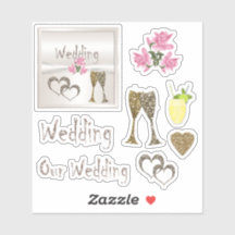 Mariage, jeu d'autocollants, pour scrapbook, festi