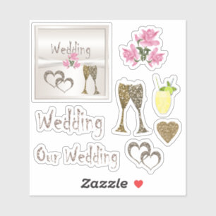 Sticker Mariage, jeu d'autocollants, pour scrapbook, festi