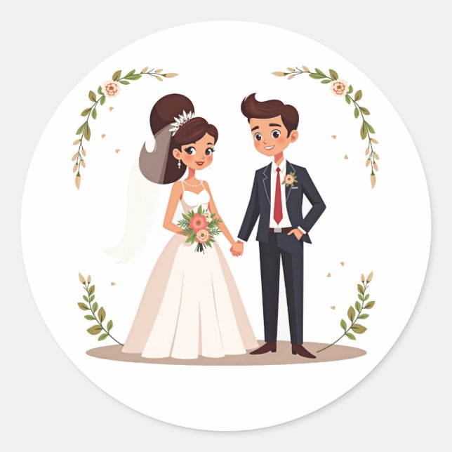 Sticker Mariage Joyeux Couple (Devant)