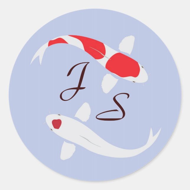Sticker Mariage Koi Monogram japonais - Lavande (Devant)