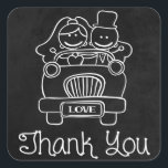 Sticker Mariage Merci Chalkboard Bride & Groom<br><div class="desc">Ajoutez un peu de plaisir à votre mariage avec ces stickers de remerciement mignons! Cet autocollant / sceau de remerciement fantaisiste présente un dessin d'une mariée et d'un marié dans leur voiture d'amour surligné contre un arrière - plan noir en tableau noir. Les autocollants de mariage customisés sont parfaits pour...</div>