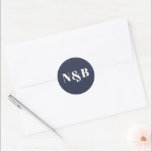 Sticker Mariage minimaliste de monogramme de polic<br><div class="desc">Un autocollant minimaliste monogrammed mariage avec une police moderne. Modifiez les initiales à l'aide de l'outil d'édition de Zazzle. Modifiez la couleur de l'arrière - plan en entrant l'outil de conception et en sélectionnant une autre couleur dans le sélecteur de couleurs. Sticker Mariage minimaliste de monogramme de police moderne.</div>