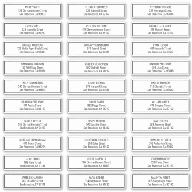 Sticker Mariage moderne simple cadre Nom d'hôte Adresse (Devant)