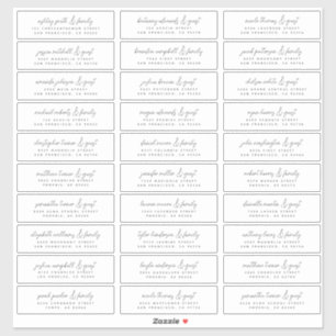 Sticker Mariage Moderne Simple Chic Invité Noms et Adresse
