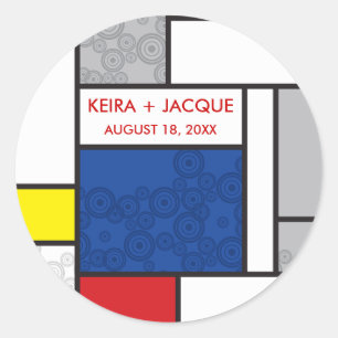 Sticker Mariage Mondrian Modern Art Retro Circles
