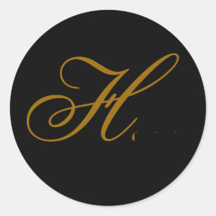 Sticker mariage Monogram H Gold & Black Seal
