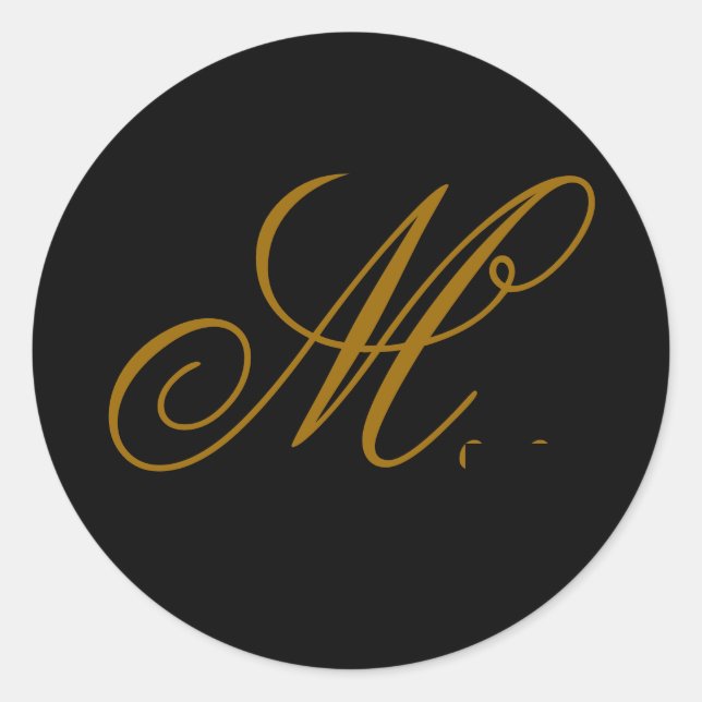 Sticker mariage Monogram M Gold & Black Seal (Devant)