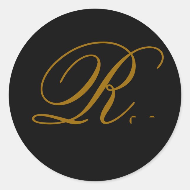Sticker mariage Monogram R Gold & Black Seal (Devant)