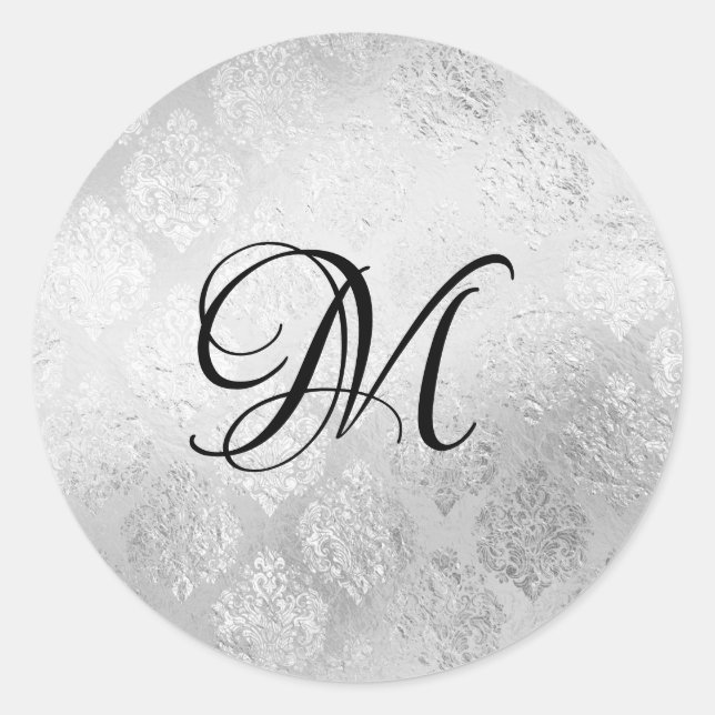 Sticker Mariage Monogramme Argent (Devant)