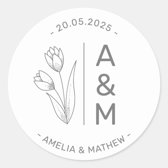 Sticker Mariage monogramme classique minimaliste (Devant)