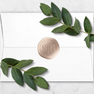 Sticker Mariage Monogramme en cire de sable beige