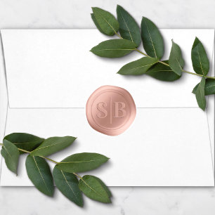 Sticker Mariage Monogramme en cire rose poussiéreu