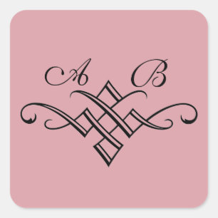 Sticker Mariage Monogramme en rose
