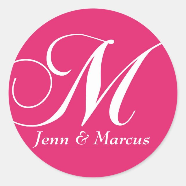 Sticker Mariage Monogramme M personnalisable rose (Devant)