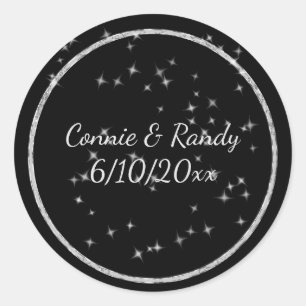 Sticker Mariage Monogramme noir et argent